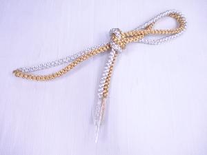 リサイクル　和装小物　帯締め　金銀糸　礼装用　正絹　手組　四つ丸組